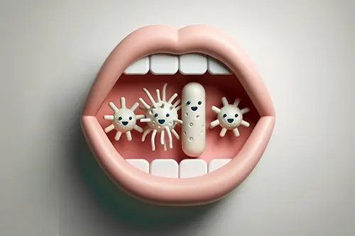 細菌感染した口腔内のイラスト